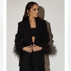 NWT Zara Feather Cuff Tailored Blazer
